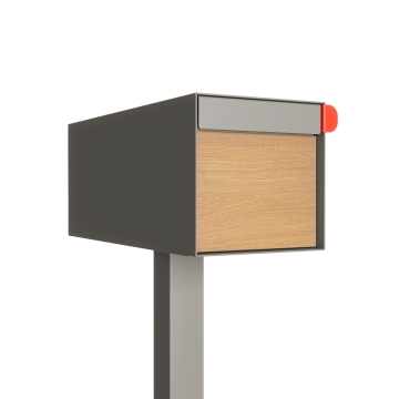 American Mailbox Americano en gris clair avec bois décoratif en bois