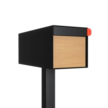 American Mailbox Americano en noir avec Front décoratif en bois