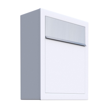 Boite aux Lettres Base Blanche avec rabat en acier inoxydable