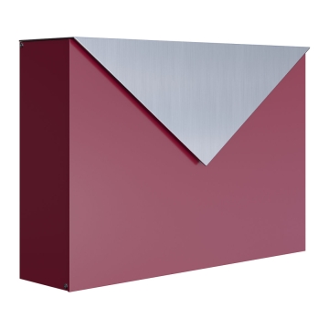Boite aux Lettres "The Letter" Rouge avec rabat en acier inoxydable