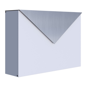 Boite aux Lettres "The Letter" Blanche avec rabat en acier inoxydable