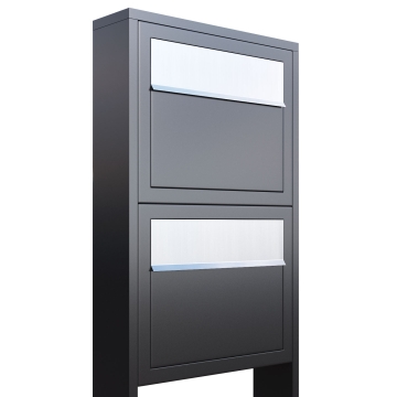 Boîtes aux lettres Elegance pour Deux Anthracite avec rabat en acier inoxydable