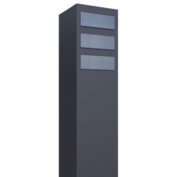 Boîtes aux lettres Monolith pour trois Anthracite avec rabat en acier inoxydable