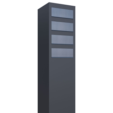 Boîtes aux lettres Monolith pour quatre Anthracite avec rabat en acier inoxydable