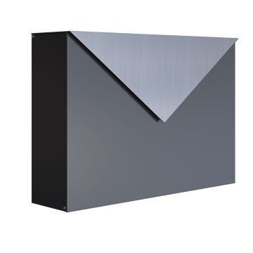 Boite aux Lettres "The Letter" Anthracite avec rabat en acier inoxydable