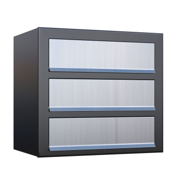 Boite aux Lettres Cube pour trois Anthracite avec rabat en acier inoxydable