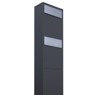 Boîte aux lettres sur pied Big Box for Two en Anthracite avec rabat en acier inoxydable