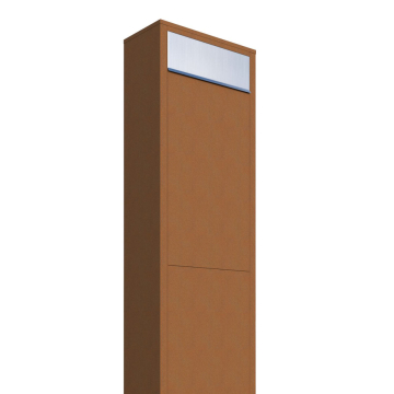 Boîte aux lettres sur pied Big Box en Rouille avec rabat en acier inoxydable