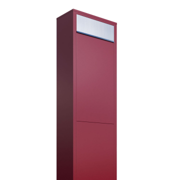 Boîte aux lettres sur pied Big Box en Rouge avec rabat en acier inoxydable