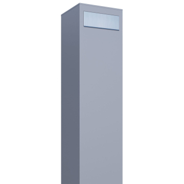 Boîte aux lettres sur pied Monolith en Gris avec rabat en acier inoxydable