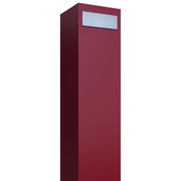 Boîte aux lettres sur pieds Monolith Rouge avec rabat en acier inoxydable