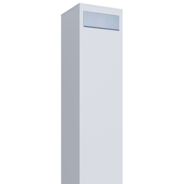 Boîte aux lettres sur pied Monolith en Blanc avec rabat en acier inoxydable