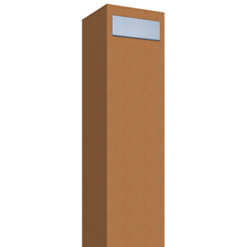 Boîte aux lettres sur pied Monolith en Rouille avec rabat en acier inoxydable