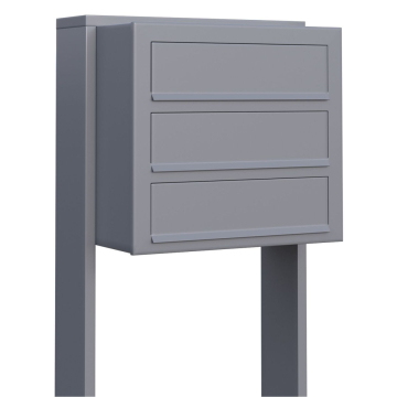 Boîte aux lettres sur pieds Cube for Three en Gris