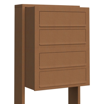 Boîtes aux lettres Cube pour quatre Rouille