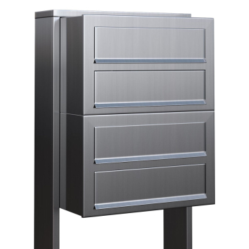 Boîte aux lettres sur pieds Cube for Four en Inox