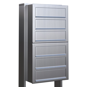 Boîtes aux lettres Cube pour six Inox