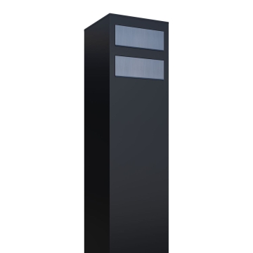 Boîtes aux lettres Monolith pour deux Noire avec rabat en acier inoxydable