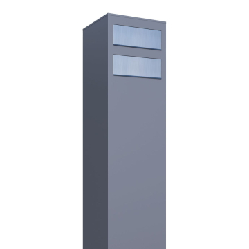 Boîte aux lettres sur pied Monolith for Two en Gris avec rabat en acier inoxydable