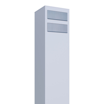 Boîte aux lettres sur pied Monolith for Two en Blanc avec rabat en acier inoxydable