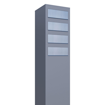 Boîte aux lettres sur pied Monolith for Four en Gris avec rabat en acier inoxydable