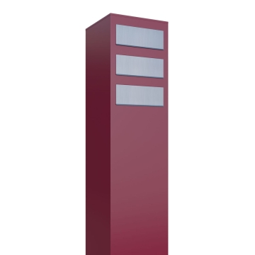Boîtes aux lettres Monolith pour trois Rouge avec rabat en acier inoxydable