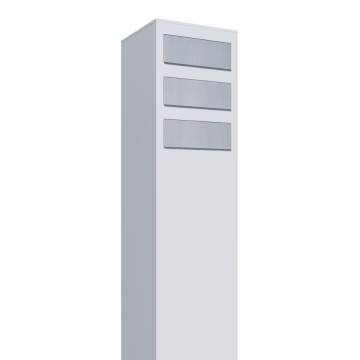 Boîte aux lettres sur pied Monolith for Three en Blanc avec rabat en acier inoxydable