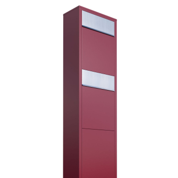 Boîte aux lettres sur pied Big Box for Two en Rouge avec rabat en acier inoxydable