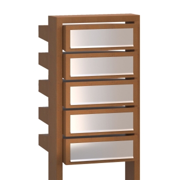 Boîtes aux lettres Stairs pour cing Rouille avec rabat en acier inoxydable