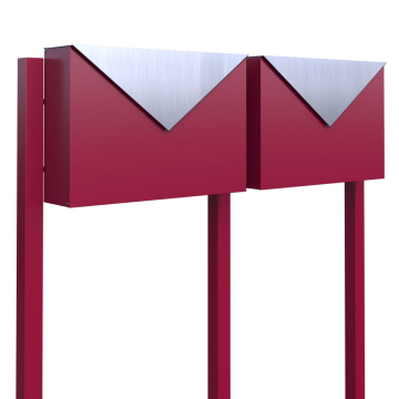 Boîte aux lettres "Letter for two" en Rouge avec rabat en acier inoxydable