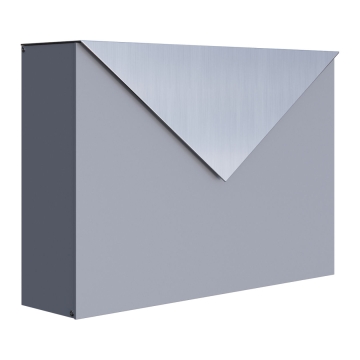 Boite aux Lettres "The Letter" Grise avec rabat en acier inoxydable