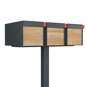 Boîte aux lettres sur pieds Big Americano for Three en Anthracite avec façade en HPL