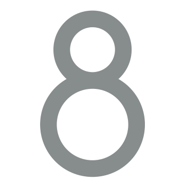 Numéro de maison moderne '' 8 '' - 200 mm en métal gris