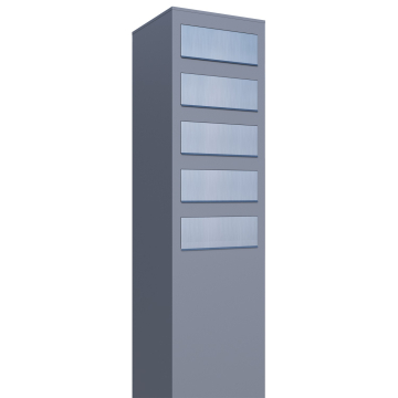 Boîte aux lettres sur pied Monolith for Five en Gris avec rabat en acier inoxydable