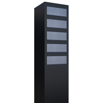 Boîtes aux lettres Monolith for Five quatre Noire avec rabat en acier inoxydable