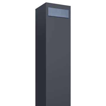 Boîte aux lettres sur pied Monolith en Anthracite avec rabat en acier inoxydable