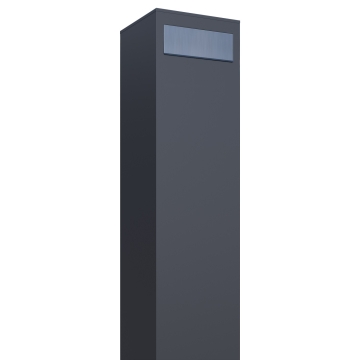 Boîte aux lettres sur pieds Monolith Anthracite avec rabat en acier inoxydable