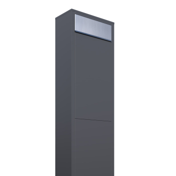 Boîte aux lettres sur pied Big Box en Anthracite avec rabat en acier inoxydable