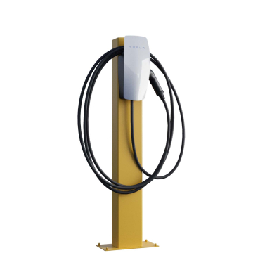 Borne de recharge Tesla VoltStand avec plaque de sol en jaune