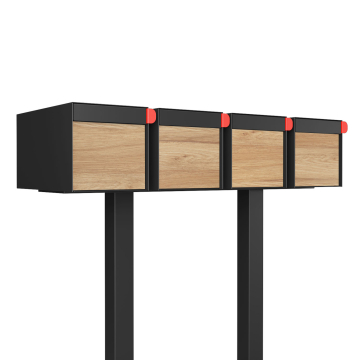 Boîte aux lettres sur pieds Big Americano for Four en Noir avec façade en HPL