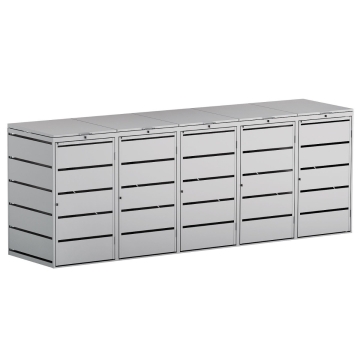 Abri pour cinq poubelles à 240L Edda en gris clair