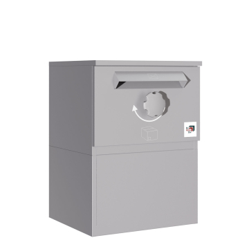 Boîte à colis Kiel à toit plat-  taille M en Gris agate | retrait arrière - sur pied