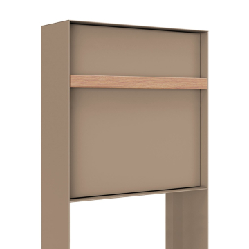 Boîte aux lettres Oxford en Beige avec poignée en bois