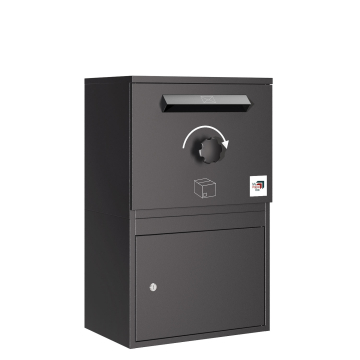 Boîte à colis Köln à toit plat -  taille L en Noir | sur pied