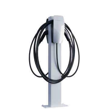 Borne de recharge Tesla VoltStand for Two avec plaque de sol en blanc
