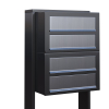 Boîte aux lettres sur pieds Cube for Four en Anthracite avec rabat en acier inoxydable