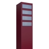 Boîtes aux lettres Monolith pour quatre Rouge avec rabat en acier inoxydable