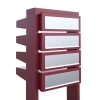 Boîtes aux lettres Stairs pour quatre Rouge avec rabat en acier inoxydable