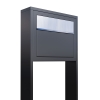 Boîte aux lettres sur pieds Elegance Anthracite avec rabat en acier inoxydable