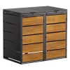 Abri pour deux poubelles à 240L Edda en noir avec façade décor bois 